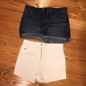 2 high waisted hollister shorts - denim & white!